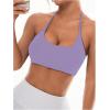 imageOYOANGLE Womens Criss Cross Backless Halter Sports Bra Padded Workout Yoga Bras Athletic Cami Cop TopPurple