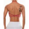 imageOYOANGLE Womens Criss Cross Backless Halter Sports Bra Padded Workout Yoga Bras Athletic Cami Cop TopRed