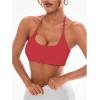 imageOYOANGLE Womens Criss Cross Backless Halter Sports Bra Padded Workout Yoga Bras Athletic Cami Cop TopRed