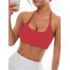 imageOYOANGLE Womens Criss Cross Backless Halter Sports Bra Padded Workout Yoga Bras Athletic Cami Cop TopRed