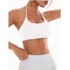 imageOYOANGLE Womens Criss Cross Backless Halter Sports Bra Padded Workout Yoga Bras Athletic Cami Cop TopWhite