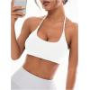 imageOYOANGLE Womens Criss Cross Backless Halter Sports Bra Padded Workout Yoga Bras Athletic Cami Cop TopWhite