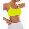 imageOYOANGLE Womens Criss Cross Backless Halter Sports Bra Padded Workout Yoga Bras Athletic Cami Cop TopYellow