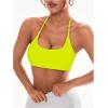 imageOYOANGLE Womens Criss Cross Backless Halter Sports Bra Padded Workout Yoga Bras Athletic Cami Cop TopYellow