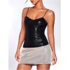 imageOYOANGLE Womens Crocodile Embossed Cami Top V Neck Spaghetti Strap Tank Top Party CamisoleBlack