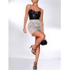 imageOYOANGLE Womens Crocodile Embossed Cami Top V Neck Spaghetti Strap Tank Top Party CamisoleBlack