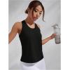 imageOYOANGLE Womens Cut Out Sleeveless Racer Back Round Neck Sports Tank Top Solid Athletic Yoga TopsBlack