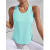 imageOYOANGLE Womens Cut Out Sleeveless Racer Back Round Neck Sports Tank Top Solid Athletic Yoga TopsLight Blue