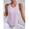 imageOYOANGLE Womens Cut Out Sleeveless Racer Back Round Neck Sports Tank Top Solid Athletic Yoga TopsLilac Purple