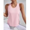 imageOYOANGLE Womens Cut Out Sleeveless Racer Back Round Neck Sports Tank Top Solid Athletic Yoga TopsPink