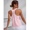 imageOYOANGLE Womens Cut Out Sleeveless Racer Back Round Neck Sports Tank Top Solid Athletic Yoga TopsPink