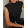 imageOYOANGLE Womens Elegant Mock Neck Ruched Tank Top Sleeveless Business Casual Work TopsBlack