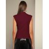 imageOYOANGLE Womens Elegant Mock Neck Ruched Tank Top Sleeveless Business Casual Work TopsMaroon