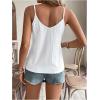 imageOYOANGLE Womens Eyelet Embroidery Cami Tank Tops Spaghetti Strap V Neck Casual Vacation Button Decor CamisolesWhite