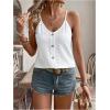 imageOYOANGLE Womens Eyelet Embroidery Cami Tank Tops Spaghetti Strap V Neck Casual Vacation Button Decor CamisolesWhite
