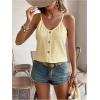 imageOYOANGLE Womens Eyelet Embroidery Cami Tank Tops Spaghetti Strap V Neck Casual Vacation Button Decor CamisolesYellow