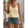 imageOYOANGLE Womens Eyelet Embroidery Cami Tank Tops Spaghetti Strap V Neck Casual Vacation Button Decor CamisolesYellow