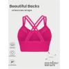 imageOYOANGLE Womens Fishnet Wireless Sports Bra Criss Cross Back Knitted Crop Tops Push Up Workout BralettesHot Pink