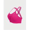 imageOYOANGLE Womens Fishnet Wireless Sports Bra Criss Cross Back Knitted Crop Tops Push Up Workout BralettesHot Pink