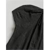imageOYOANGLE Womens Floral Embroidery Knot Front Strapless Tube Top Party Asymmetrical Hem Flowy Bandeau TopsBlack