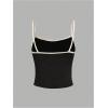 imageOYOANGLE Womens Floral Print Y2K Camisoles Spaghetti Strap Slim Fit Crop Tank TopsBlack