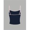 imageOYOANGLE Womens Floral Print Y2K Camisoles Spaghetti Strap Slim Fit Crop Tank TopsDeep Blue