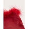 imageOYOANGLE Womens Fuzzy Trim Strapless Sleeveless Solid Fitted Bandeau Crop Tube TopRed