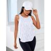 imageOYOANGLE Womens Geo Print Sports Athletic Tank Tops Workout Gym Sleeveless ShirtsWhite