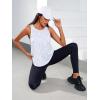imageOYOANGLE Womens Geo Print Sports Athletic Tank Tops Workout Gym Sleeveless ShirtsWhite