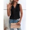 imageOYOANGLE Womens Guipure Lace V Neck Vest Tank Top Sleeveless Workwear Office BlouseBlack