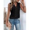 imageOYOANGLE Womens Guipure Lace V Neck Vest Tank Top Sleeveless Workwear Office BlouseBlack