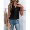imageOYOANGLE Womens Guipure Lace V Neck Vest Tank Top Sleeveless Workwear Office BlouseBlack