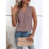 imageOYOANGLE Womens Guipure Lace V Neck Vest Tank Top Sleeveless Workwear Office BlouseMauve Purple