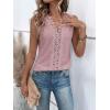 imageOYOANGLE Womens Guipure Lace V Neck Vest Tank Top Sleeveless Workwear Office BlousePink
