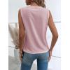 imageOYOANGLE Womens Guipure Lace V Neck Vest Tank Top Sleeveless Workwear Office BlousePink