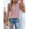 imageOYOANGLE Womens Guipure Lace V Neck Vest Tank Top Sleeveless Workwear Office BlousePink