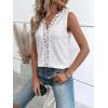 imageOYOANGLE Womens Guipure Lace V Neck Vest Tank Top Sleeveless Workwear Office BlouseWhite