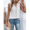 imageOYOANGLE Womens Guipure Lace V Neck Vest Tank Top Sleeveless Workwear Office BlouseWhite