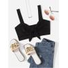 imageOYOANGLE Womens Knot Tie Front Cami Tops V Neck Sleeveless Backless Casual Cropped Tank TopBlack