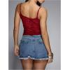 imageOYOANGLE Womens Lace Sheer Scoop Neck Cami Top Spaghetti Strap Tank Tops Slim Fitted CamisoleBurgundy