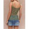 imageOYOANGLE Womens Lace Sheer Scoop Neck Cami Top Spaghetti Strap Tank Tops Slim Fitted CamisoleGreen