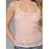 imageOYOANGLE Womens Lace Sheer Scoop Neck Cami Top Spaghetti Strap Tank Tops Slim Fitted CamisolePink