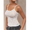 imageOYOANGLE Womens Lace Sheer Scoop Neck Cami Top Spaghetti Strap Tank Tops Slim Fitted CamisoleWhite