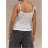 imageOYOANGLE Womens Lace Sheer Scoop Neck Cami Top Spaghetti Strap Tank Tops Slim Fitted CamisoleWhite