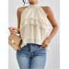 imageOYOANGLE Womens Layered Ruffle Hem Sleeveless Halter Chiffon Blouse Flowy Tank TopsBeige