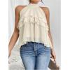 imageOYOANGLE Womens Layered Ruffle Hem Sleeveless Halter Chiffon Blouse Flowy Tank TopsBeige