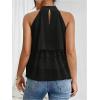 imageOYOANGLE Womens Layered Ruffle Hem Sleeveless Halter Chiffon Blouse Flowy Tank TopsBlack