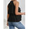 imageOYOANGLE Womens Layered Ruffle Hem Sleeveless Halter Chiffon Blouse Flowy Tank TopsBlack