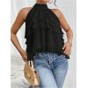 imageOYOANGLE Womens Layered Ruffle Hem Sleeveless Halter Chiffon Blouse Flowy Tank TopsBlack