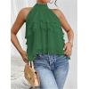 imageOYOANGLE Womens Layered Ruffle Hem Sleeveless Halter Chiffon Blouse Flowy Tank TopsDark Green